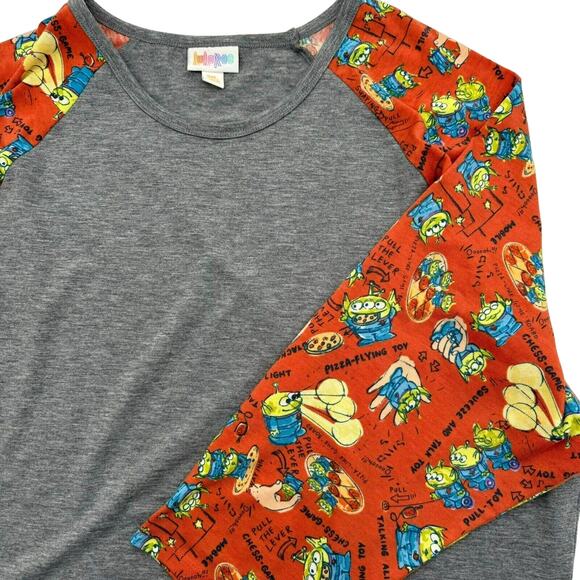LULAROE 3XL Randy Shirt Disney Raglan Tee Aliens Pizza Planet Toy Story baseball - Picture 1 of 7